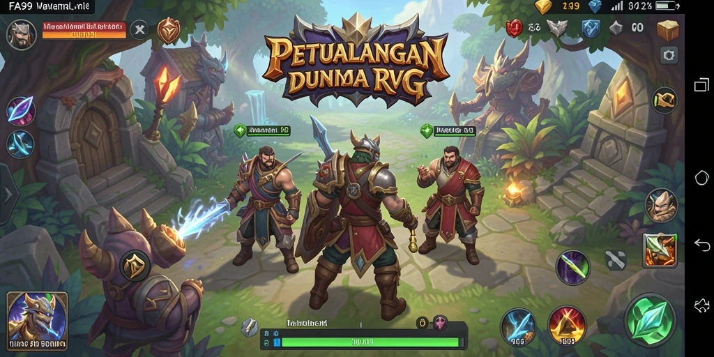 Tampilan gameplay epik RPG dalam FA99 dengan karakter dan pertarungan menarik.