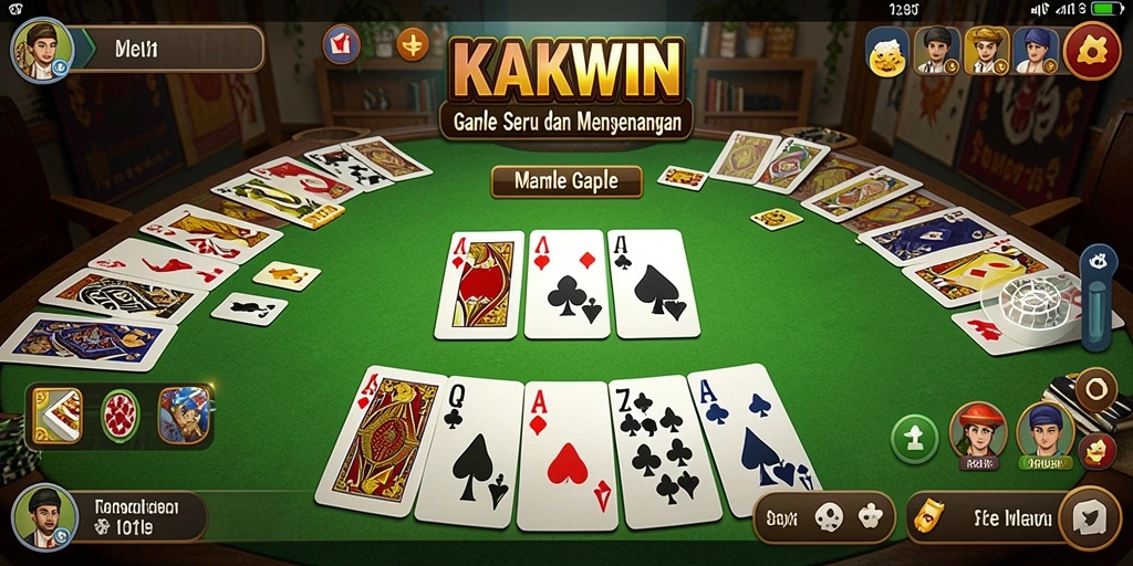 Tampilan gameplay seru KAKWIN dengan kartu Gaple yang menarik.