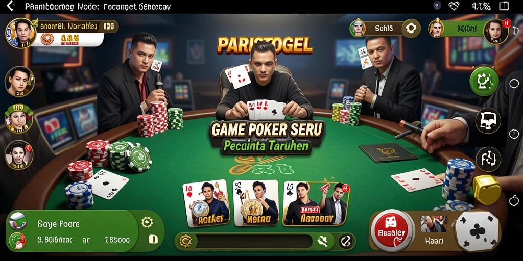 Tangkapan layar utama PARISTOGEL menampilkan aksi poker seru dan interaksi pemain.