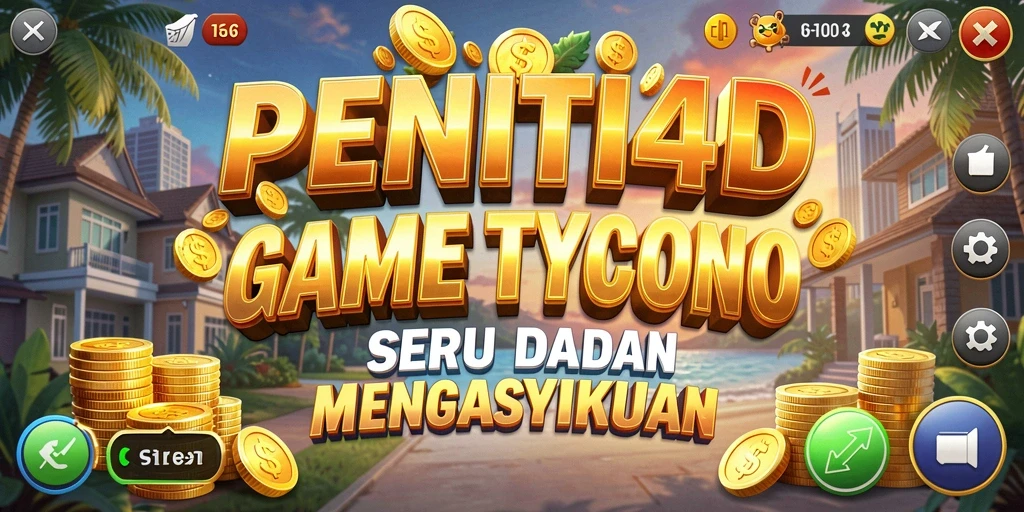 Tampilan interaktif gameplay dalam PENITI4D dengan elemen Tycoon.