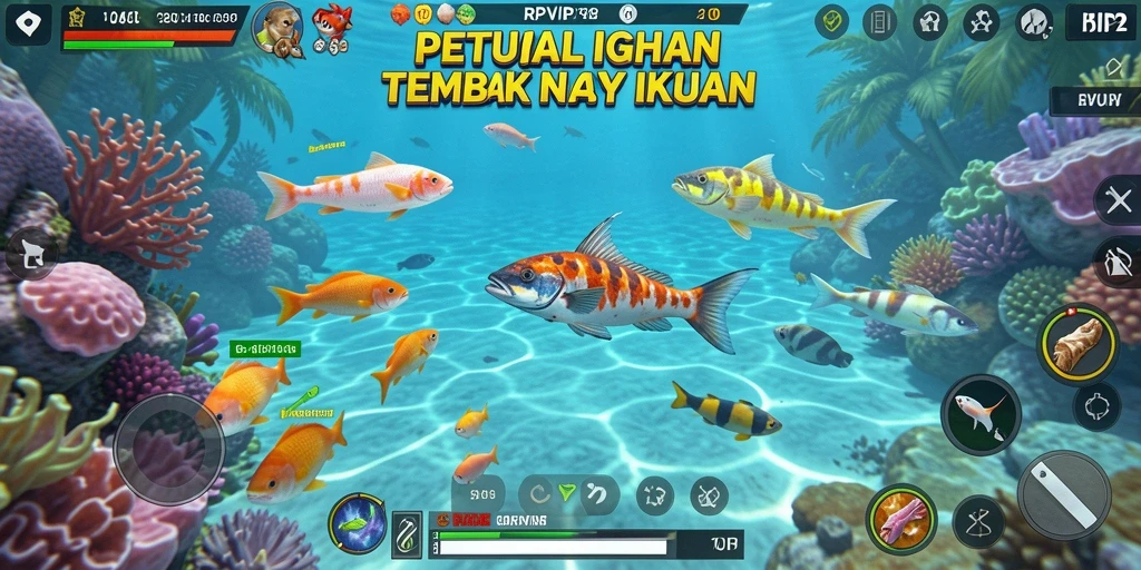 Tampilan gameplay RPVIP2 yang penuh aksi dalam menangkap ikan.