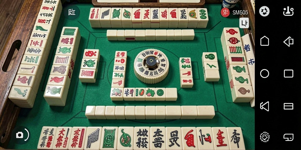 Tangkapan layar dari gameplay SM605 menampilkan aksi Mahjong yang seru.